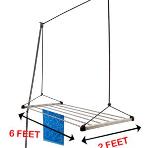 Vimart Heavy Duty Stainless Steel Ceiling Cloth Dryer Stand – 6 Pipe Pulley Rack with UV-Protected Nylon Rope, Multiple Sizes, 35 Kg Capacity
